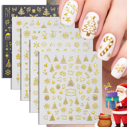 DIVERSE DEPOT™ - Premium Gold 3D Nail Art Stickers | Imported Quality