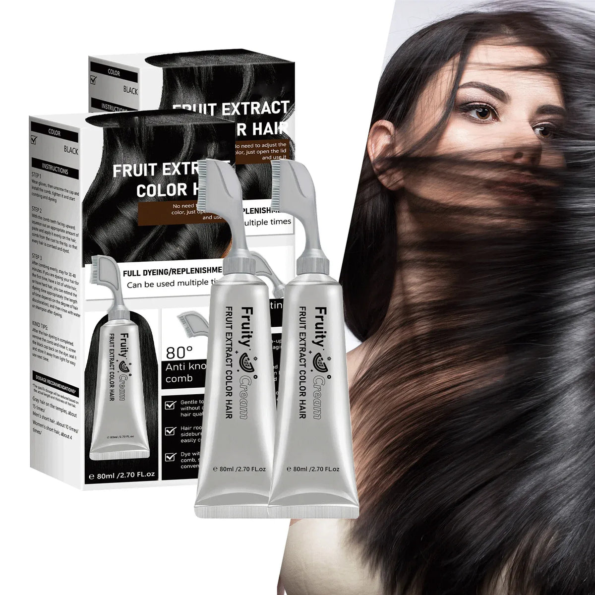 Instant Fruit Comb Natural Hair Dye Cream