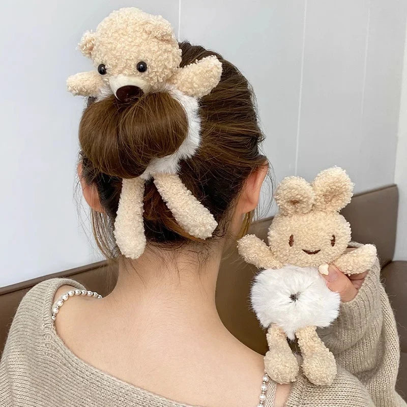 Cute Plush Teddy Bear Hair Tie Scrunchie
