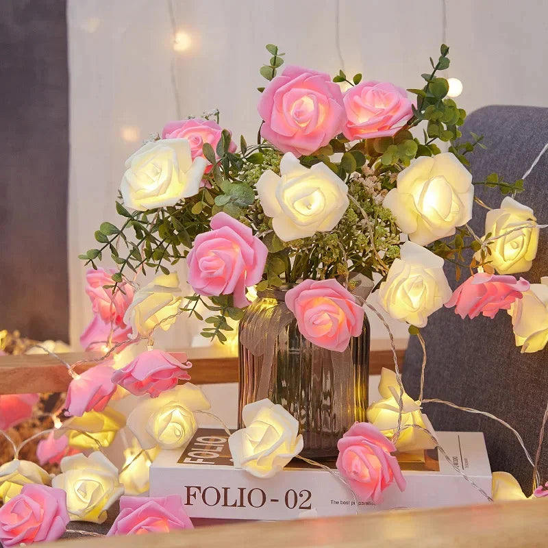 DIVERSE DEPOT™ - Pink Rose Fairy Decoration String Lights