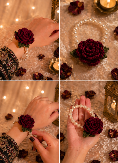DIVERSE DEPOT™ - Crochet Rose Gajra Bracelet Elegant