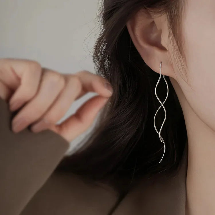DIVERSE DEPOT™ - Elegant Twist Design Long Drop Earrings