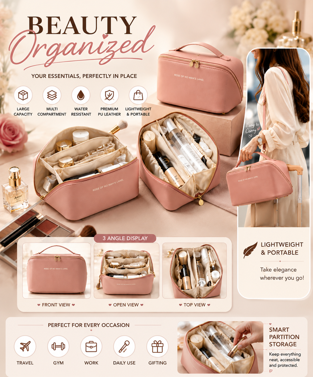 DIVERSE DEPOT™ - Portable Travel Cosmetic Organizer Bag