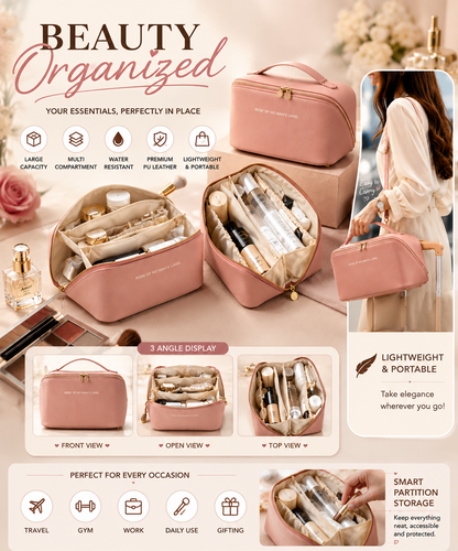 DIVERSE DEPOT™ - Portable Travel Cosmetic Organizer Bag