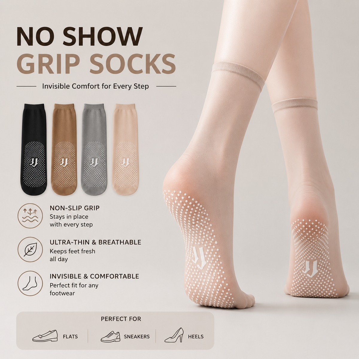 DIVERSE DEPOT™ - Invisible Grip Comfort Socks
