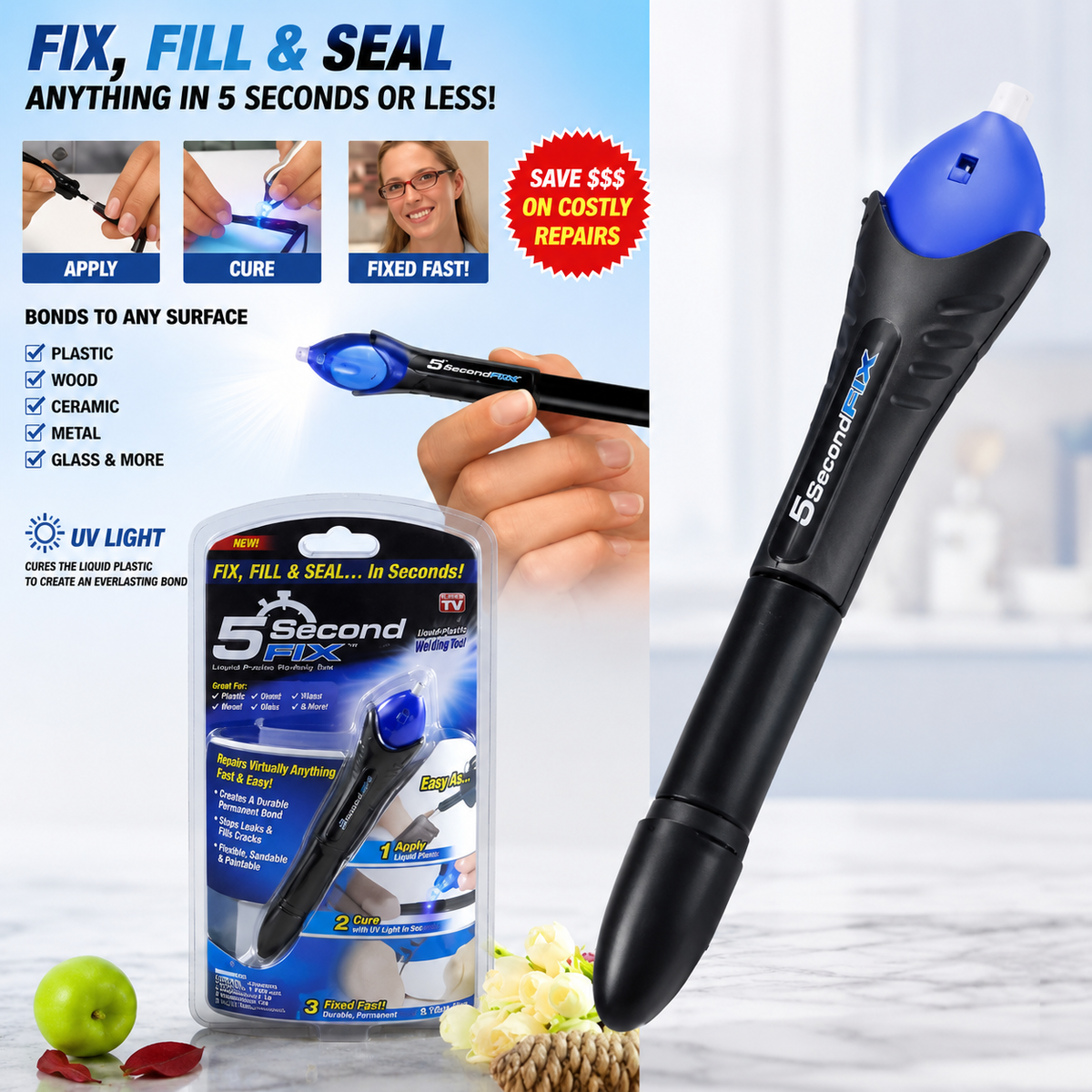DIVERSE DEPOT™ - UV Liquid Plastic Repair Glue Pen