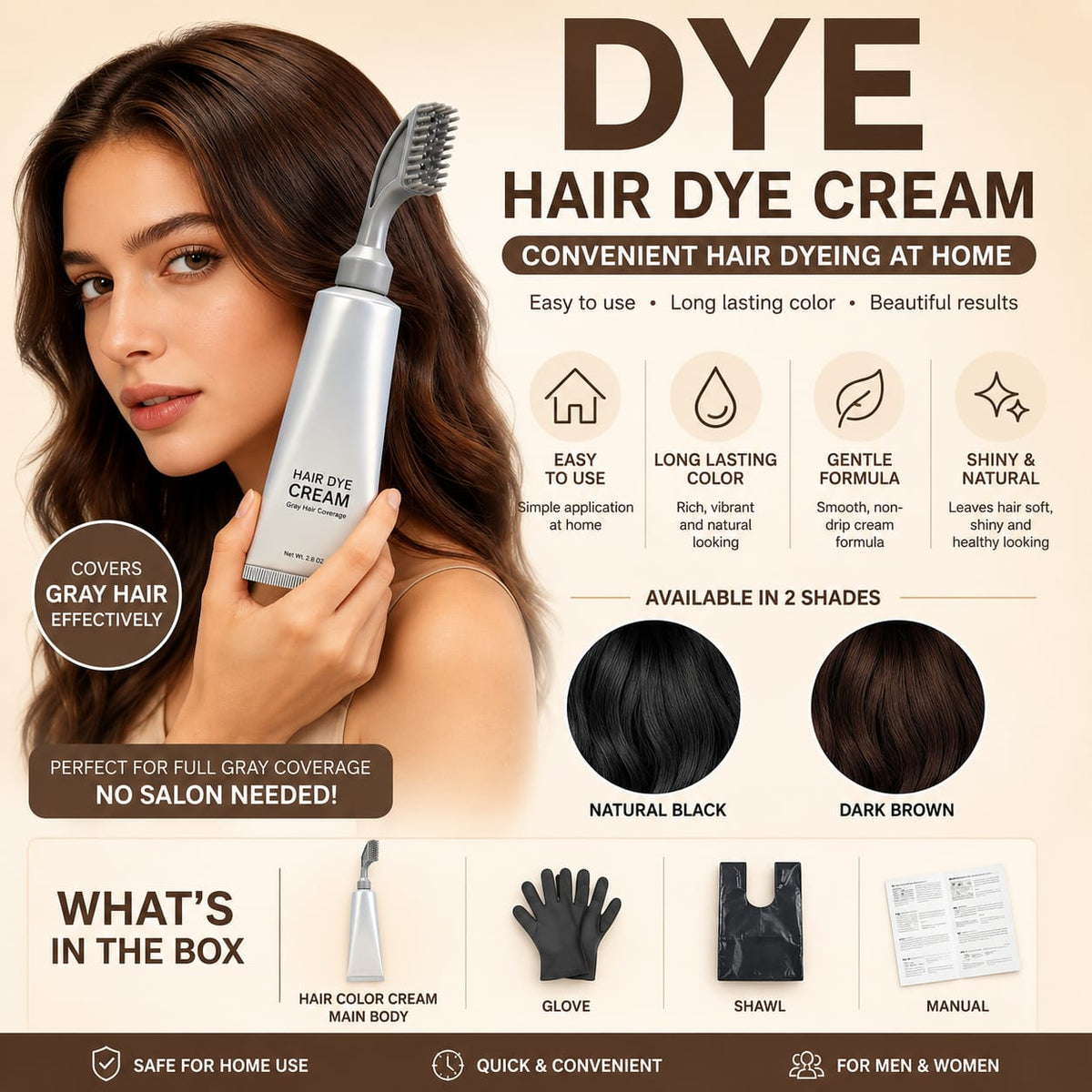 Instant Fruit Comb Natural Hair Dye Cream