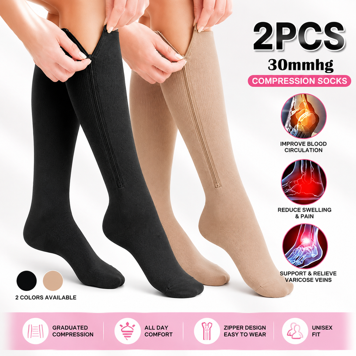 DIVERSE DEPOT™ - Easy Zip Compression Socks