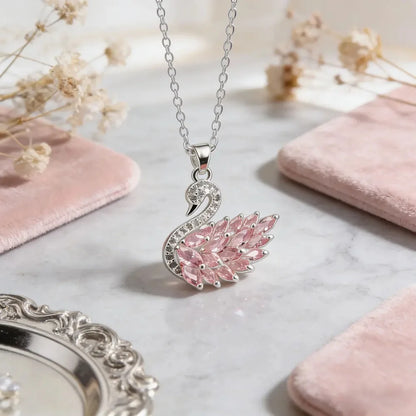 DIVERSE DEPOT™ - Elegant Swan Zircon Necklace Rose Gold
