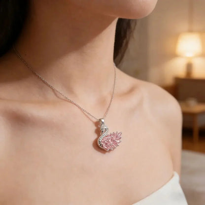 DIVERSE DEPOT™ - Elegant Swan Zircon Necklace Rose Gold