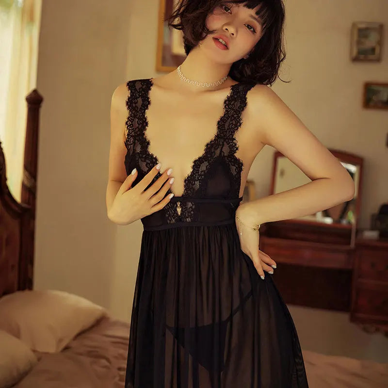 DIVERSE DEPOT™ - Elegant Lace Nightwear Dress