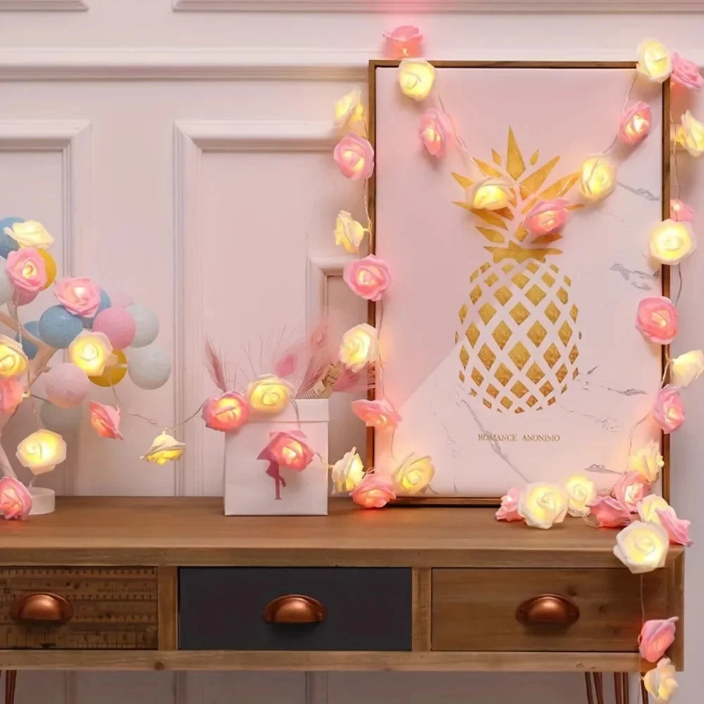 DIVERSE DEPOT™ - Pink Rose Fairy Decoration String Lights