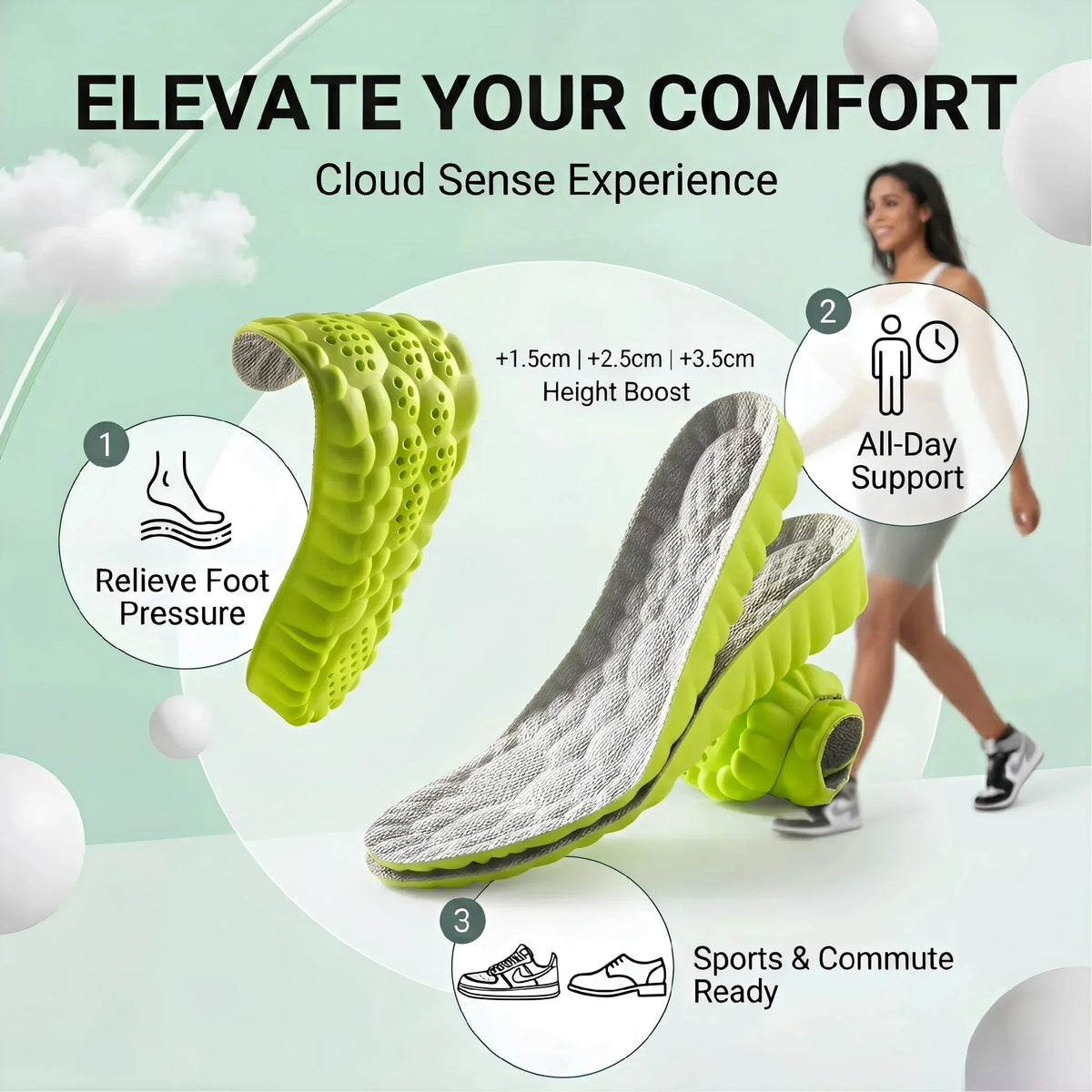 DIVERSE DEPOT™ - Cloud Comfort Height Insoles