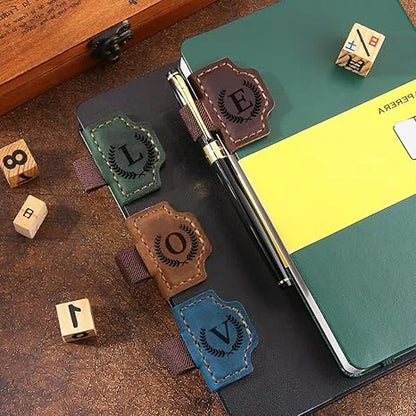 DIVERSE DEPOT™ - Stylish Initial Leather Bookmark Clip