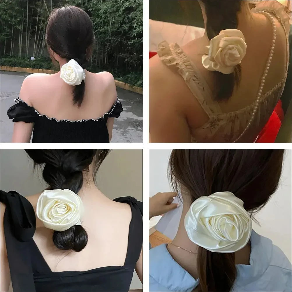 DIVERSE DEPOT™ - Rose Flower Scrunchie Elegant Hair Tie