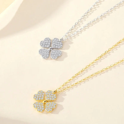 DIVERSE DEPOT™ - 2 in 1 Premium Clover Heart Necklace | Imported Quality