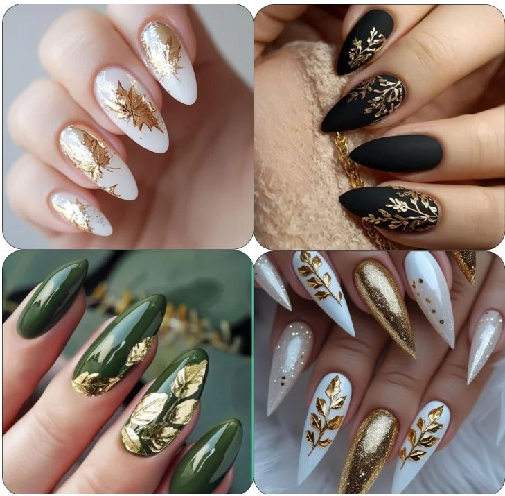 DIVERSE DEPOT™ - Premium Gold 3D Nail Art Stickers | Imported Quality
