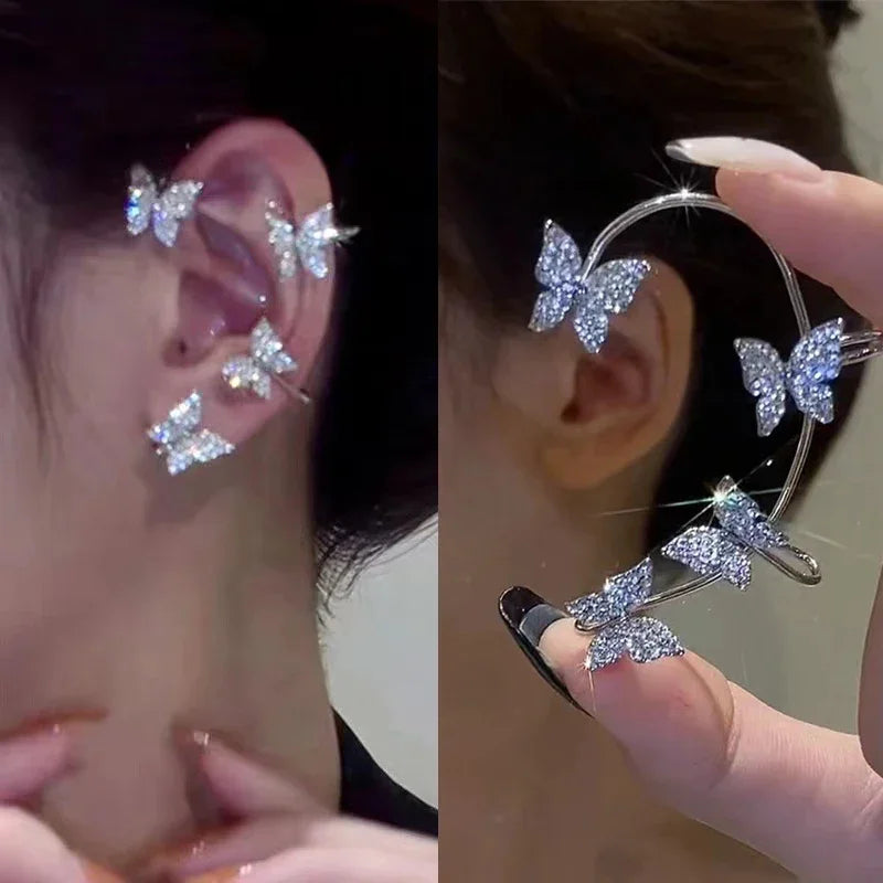 DIVERSE DEPOT™ - Crystal Butterfly Ear Wrap Earrings