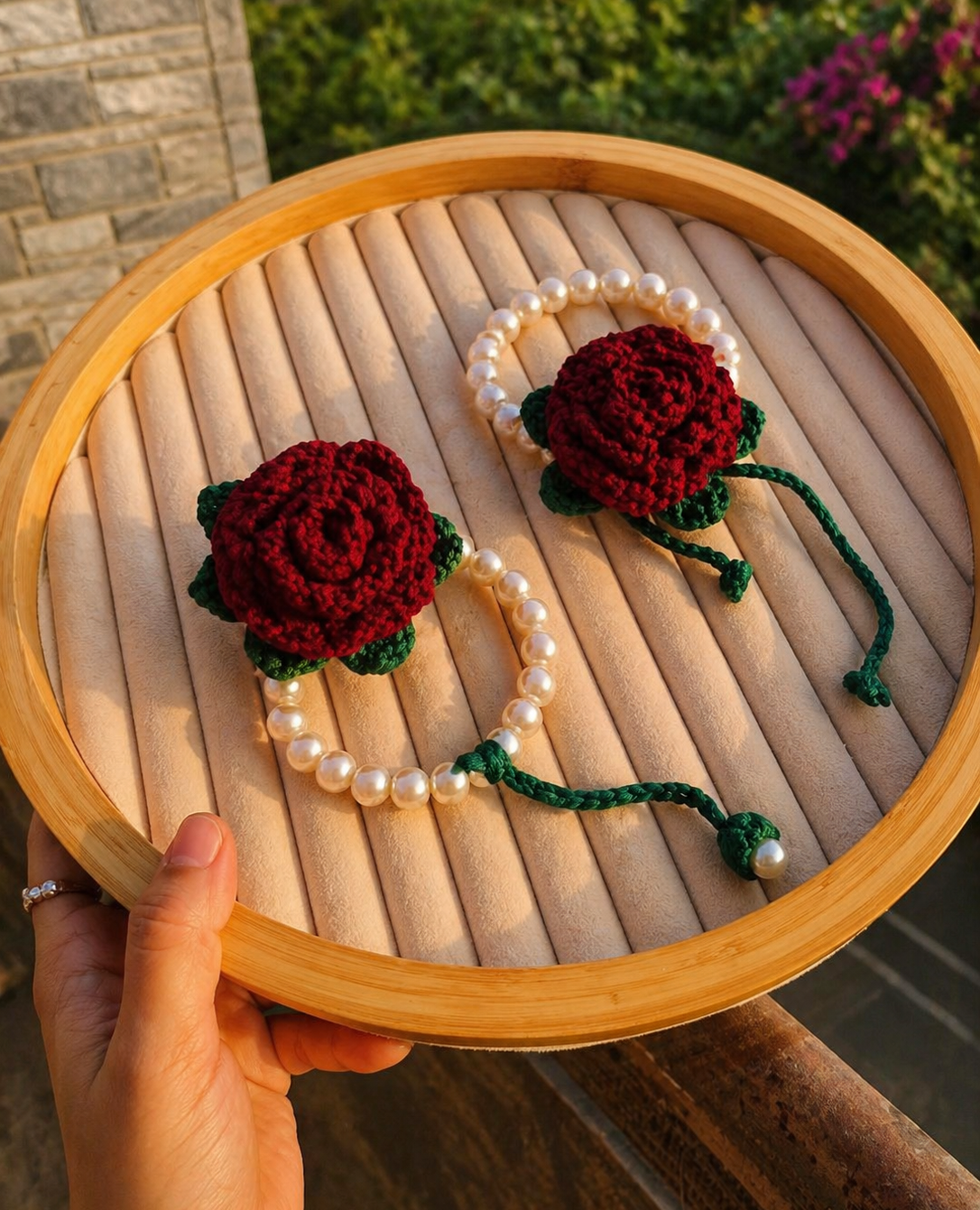 DIVERSE DEPOT™ - Crochet Rose Gajra Bracelet Elegant