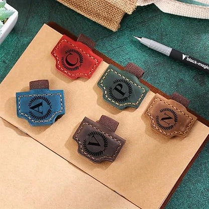 DIVERSE DEPOT™ - Stylish Initial Leather Bookmark Clip