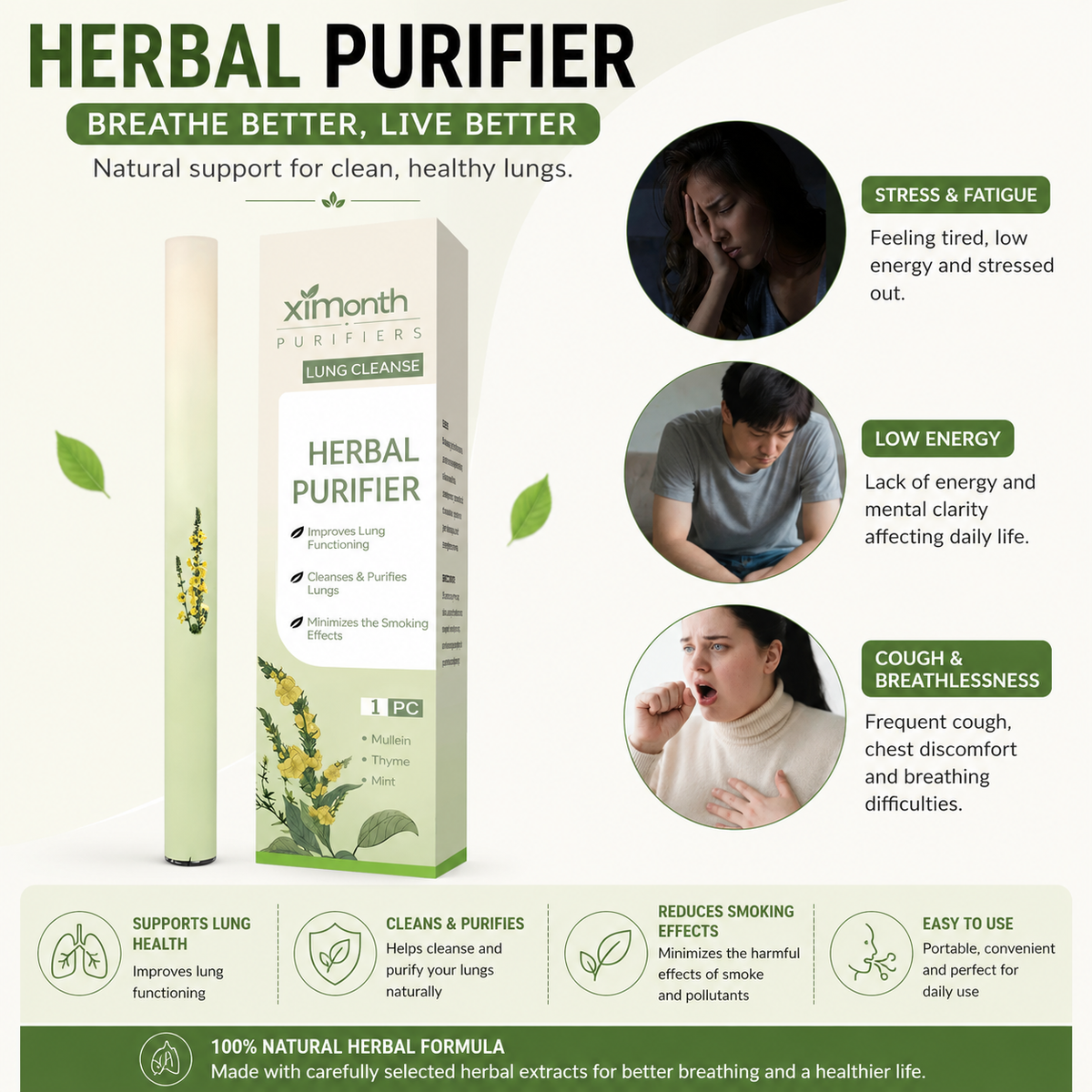 Herbal Breathing Relief Stick (Natural & Safe)