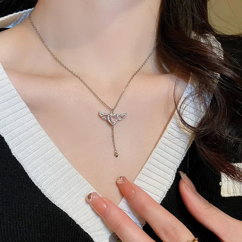 DIVERSE DEPOT™ - Luxury Angel Style Heart Necklace