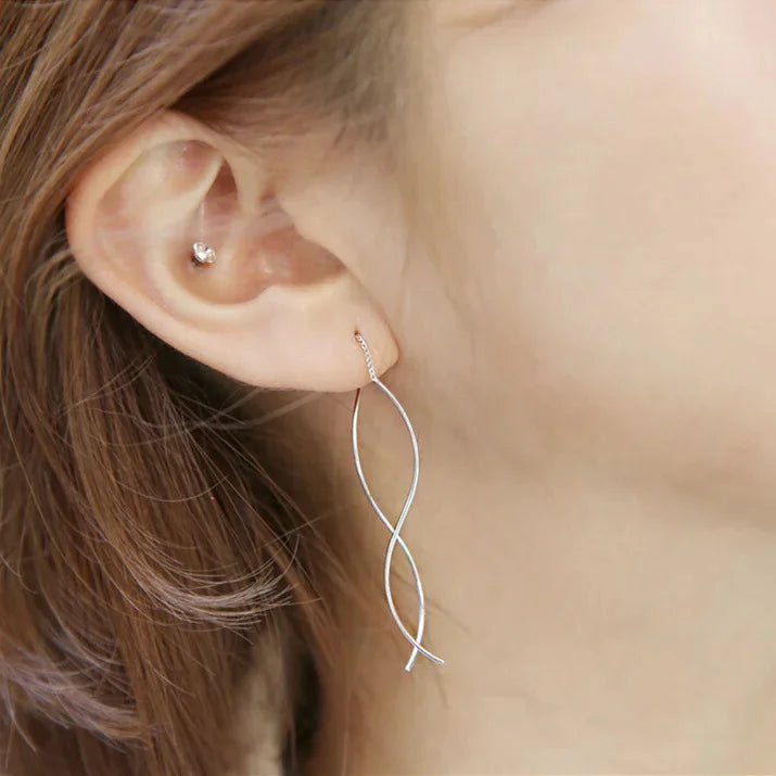 DIVERSE DEPOT™ - Elegant Twist Design Long Drop Earrings