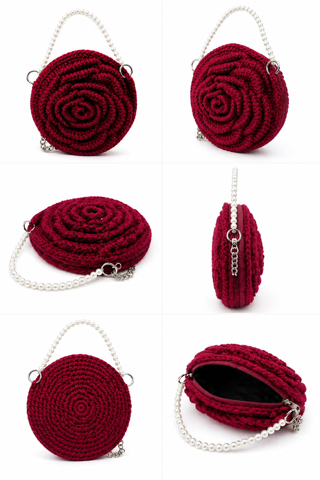 DIVERSE DEPOT™ - Stylish Handmade Crochet Rose Bag