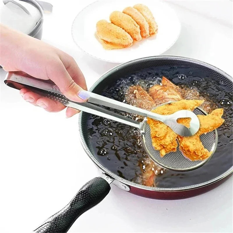 DIVERSE DEPOT™ - 2-in-1 Stainless Steel Frying Strainer Tong