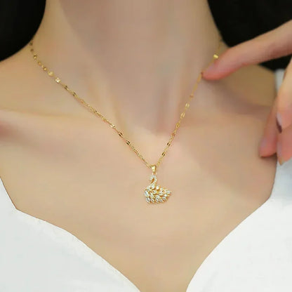DIVERSE DEPOT™ - Elegant Swan Zircon Necklace Rose Gold