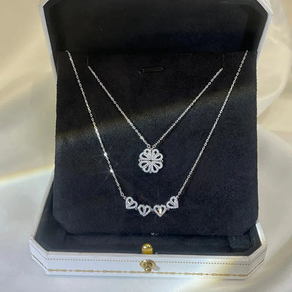 DIVERSE DEPOT™ - 2 in 1 Premium Clover Heart Necklace | Imported Quality