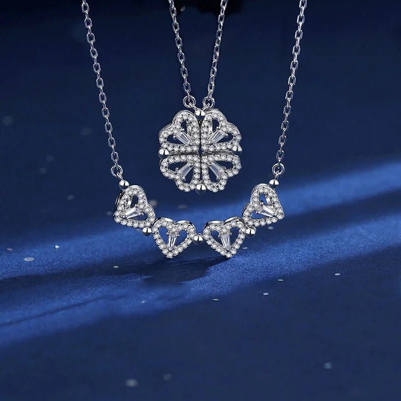 DIVERSE DEPOT™ - 2 in 1 Premium Clover Heart Necklace | Imported Quality