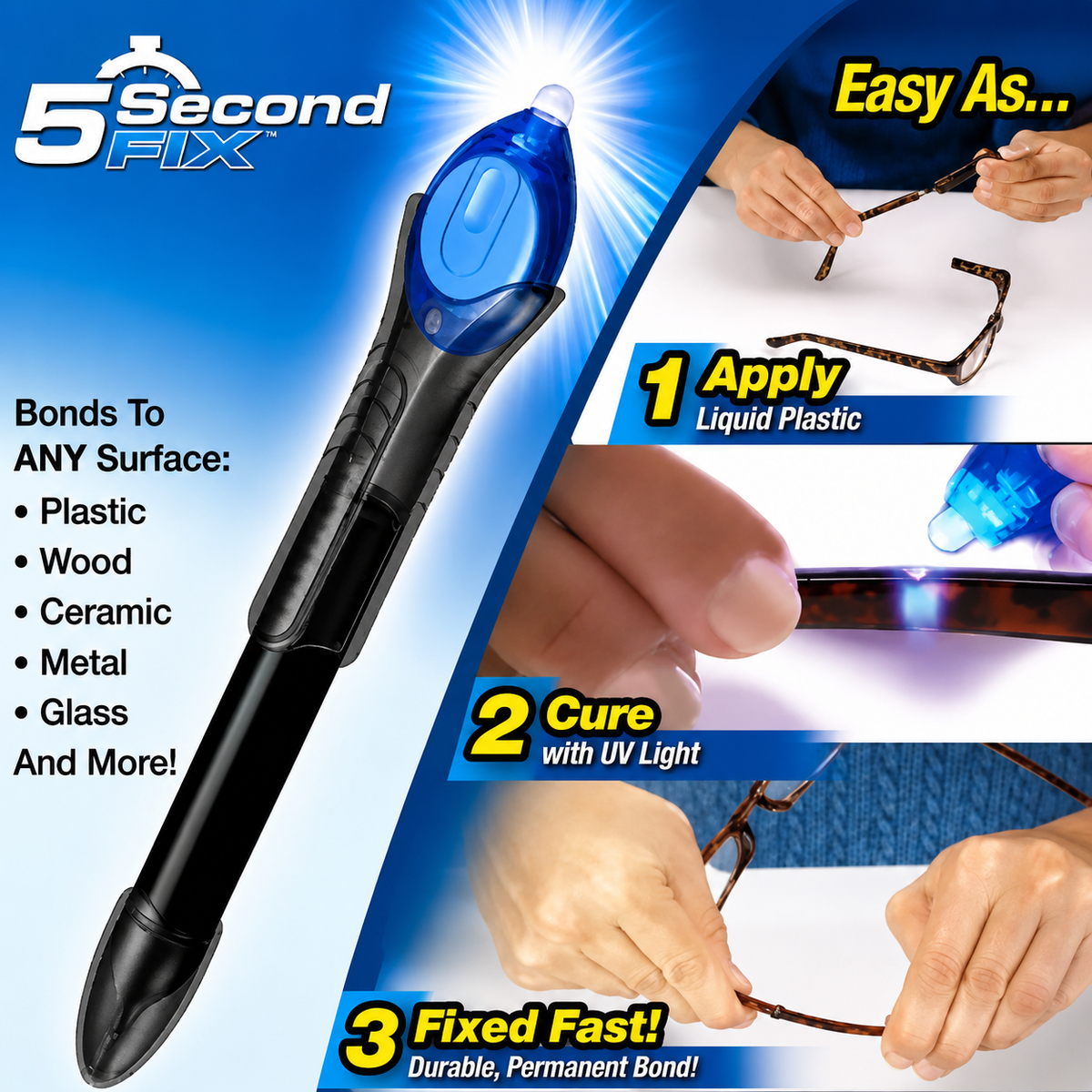 DIVERSE DEPOT™ - UV Liquid Plastic Repair Glue Pen