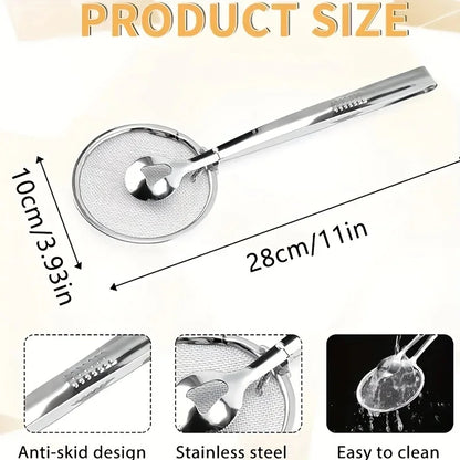 DIVERSE DEPOT™ - 2-in-1 Stainless Steel Frying Strainer Tong