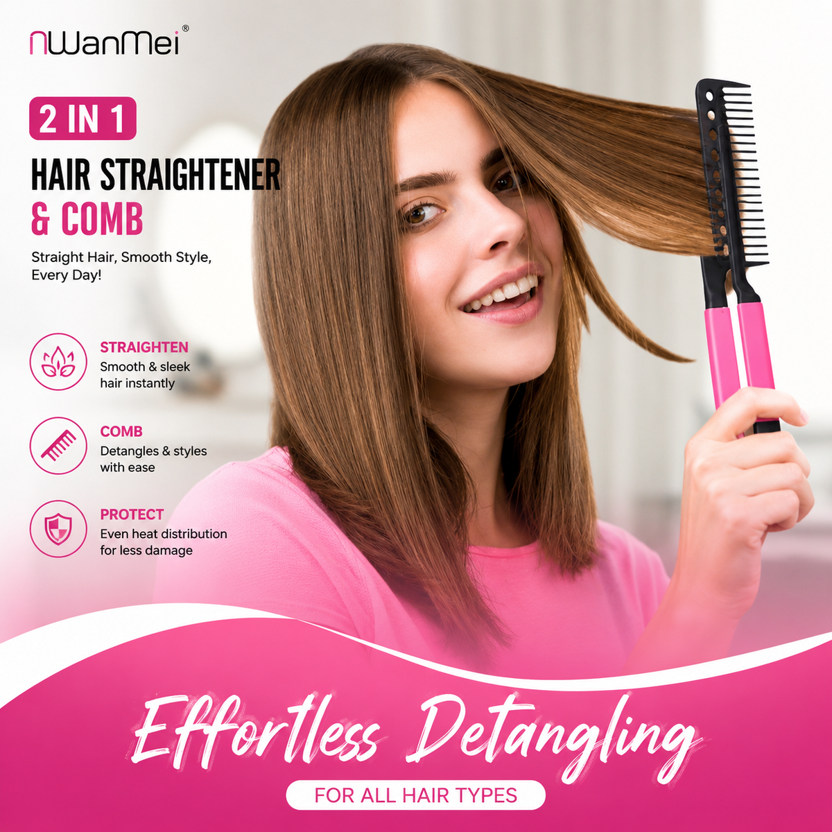 DIVERSE DEPOT™ - V Shape Hair Straightening Comb