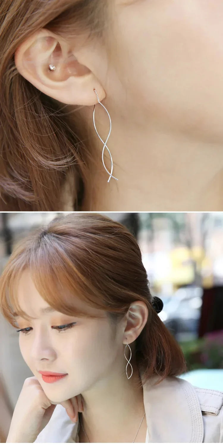 DIVERSE DEPOT™ - Elegant Twist Design Long Drop Earrings