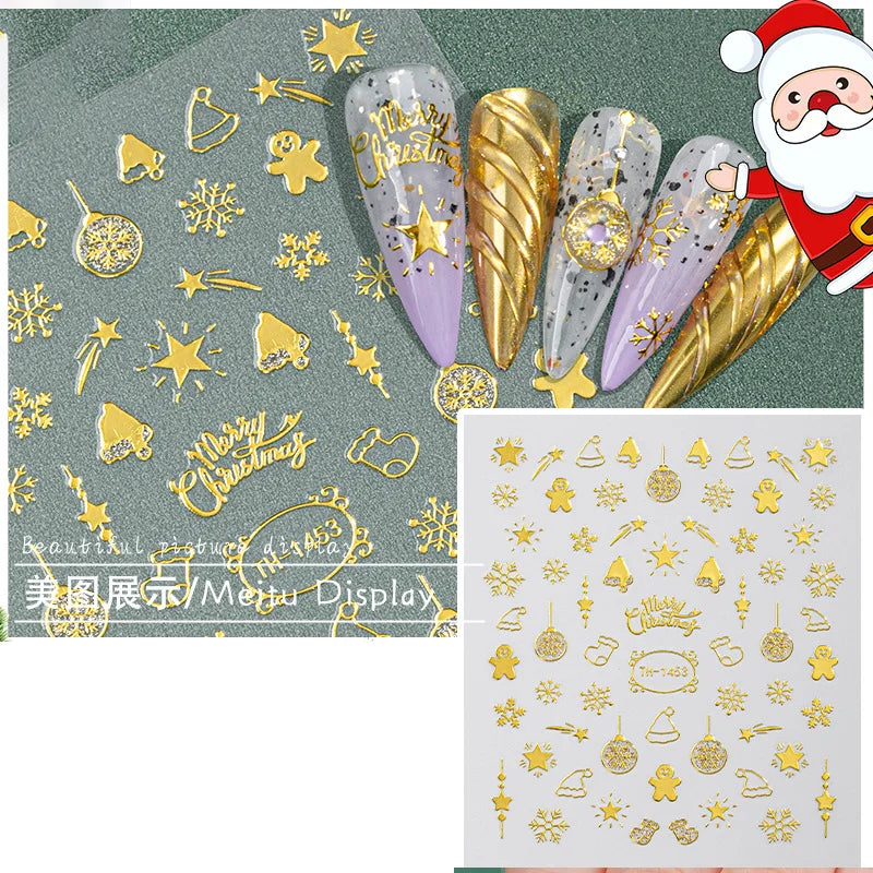 DIVERSE DEPOT™ - Premium Gold 3D Nail Art Stickers | Imported Quality