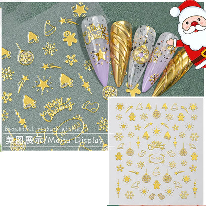 DIVERSE DEPOT™ - Premium Gold 3D Nail Art Stickers | Imported Quality