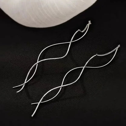 DIVERSE DEPOT™ - Elegant Twist Design Long Drop Earrings