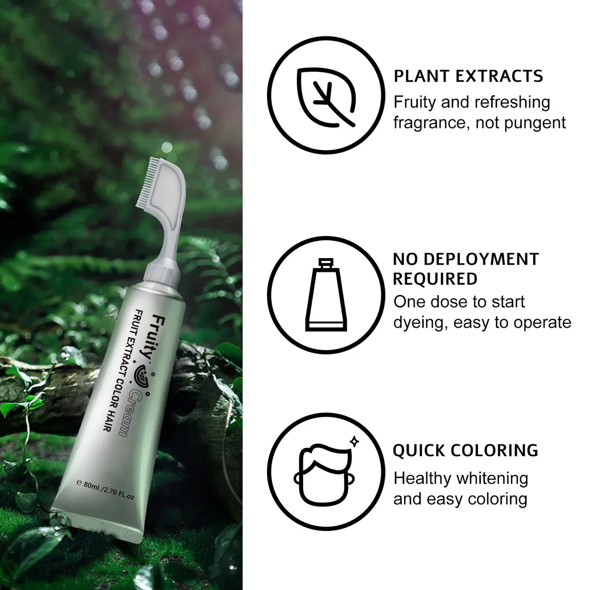 Instant Fruit Comb Natural Hair Dye Cream