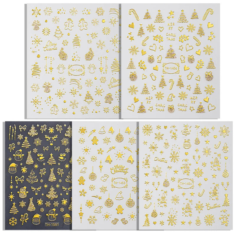 DIVERSE DEPOT™ - Premium Gold 3D Nail Art Stickers | Imported Quality