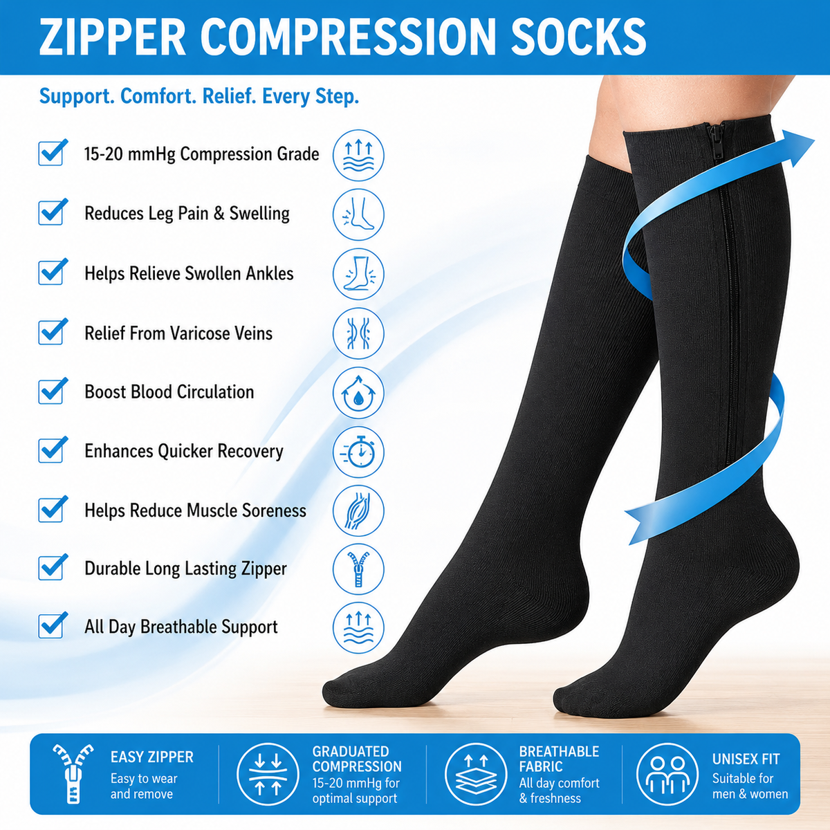 DIVERSE DEPOT™ - Easy Zip Compression Socks