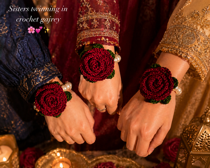 DIVERSE DEPOT™ - Crochet Rose Gajra Bracelet Elegant