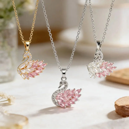 DIVERSE DEPOT™ - Elegant Swan Zircon Necklace Rose Gold