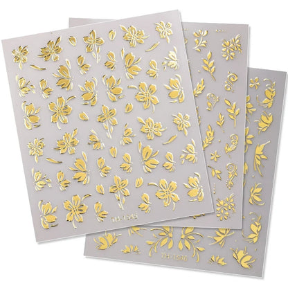 DIVERSE DEPOT™ - Premium Gold 3D Nail Art Stickers | Imported Quality