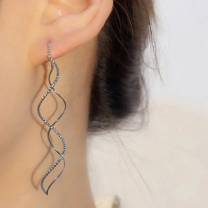 DIVERSE DEPOT™ - Elegant Twist Design Long Drop Earrings