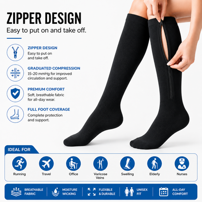 DIVERSE DEPOT™ - Easy Zip Compression Socks