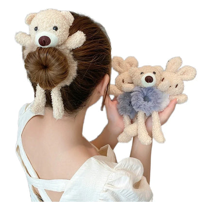 Cute Plush Teddy Bear Hair Tie Scrunchie