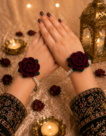 DIVERSE DEPOT™ - Crochet Rose Gajra Bracelet Elegant