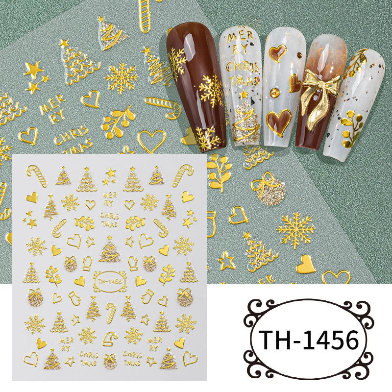 DIVERSE DEPOT™ - Premium Gold 3D Nail Art Stickers | Imported Quality